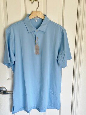 NEW Peter Millar Crown Sport Summer Comfort Jersey Polo NWT L Blue UPF 50+ Golf